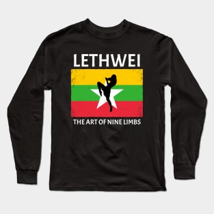 Myanmar Flag Lethwei Fighter Long Sleeve T-Shirt